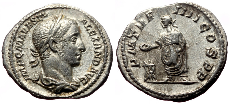 Severus Alexander (222-235) AR Denarius (Silver, 20mm, 3.11g) Rome, 225. 
Obv: I...