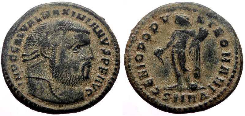 Maximianus Galerius (305-311) AE Follis (Bronze, 9.64g, 28mm) Nicomedia, 307 
Ob...