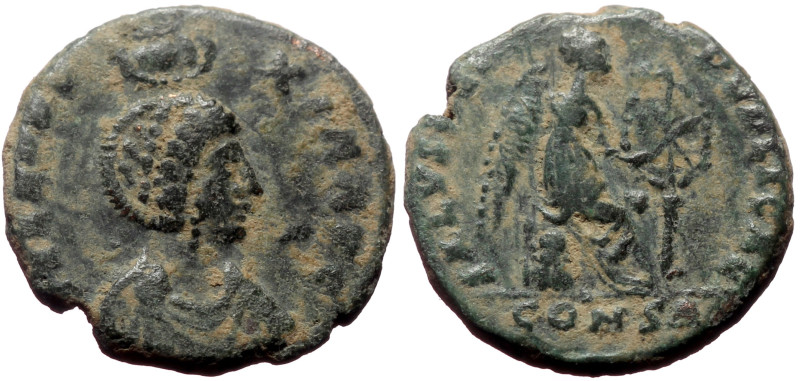 Aelia Eudoxia (Augusta, 400-404) AE (Bronze, 2.47g, 15mm) Constantinople 402-404...