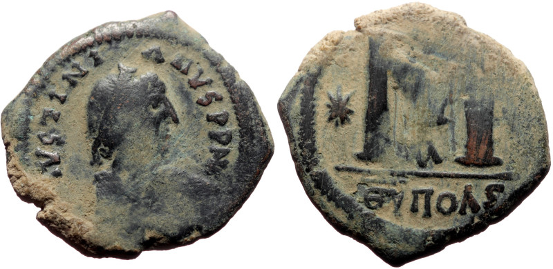 Justinian I (527-565) AE Follis (Bronze, 16.48g, 33mm) Theoupolis (Antioch), 536...