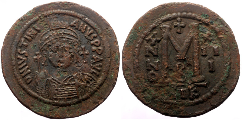 Justinian I (527-565) AE Follis (Bronze, 21.17g, 42mm) Nicomedia Dated RY 13 (53...