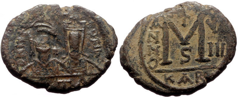 *Rarely seen on the market*
Justin II with Sophia (565-578) AE Follis (Bronze, ...