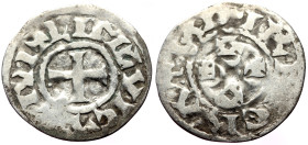 France, Odo (887-898) AR Denarius (Silver, 1.29g, 23mm) Limoges ca 980
Obv: GRATIA D - I REX, Monogram of Odo
Rev: LIMOVICAS CIVIS, Cross
Ref: MEC.197...