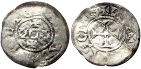 France, Odo (887-898) AR Denarius (Silver, 1.34g, 24mm) Limoges ca 980
Obv: GRATIA D - I REX, Monogram of Odo
Rev: LIMOVICAS CIVIS, Cross
Ref: MEC.197...