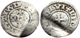 France, Odo (887-898) AR Denarius (Silver, 1.45g, 23mm) Limoges ca 980
Obv: GRATIA D - I REX, Monogram of Odo
Rev: LIMOVICAS CIVIS, Cross
Ref: MEC.197...