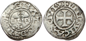 France, Odo (887-898) AR Denarius (Silver, 1.43g, 24mm) Limoges ca 980
Obv: GRATIA D - I REX, Monogram of Odo
Rev: LIMOVICAS CIVIS, Cross
Ref: MEC.197...