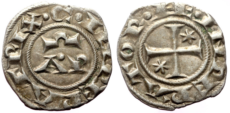 Sicily, Henry VI and Constance (1194-1196) AR/BI Denaro (Silver, 0.65g, 17mm) Br...