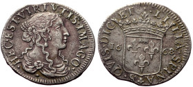 Italy, Fosdinovo AR (Silver, 1.96g, 21mm) Maria Maddalena Centurioni, wife of Pasquale Malaspina (1663-1669) Luigino, 1666.
Obv: HEC EST VIRTVTIS IMAG...