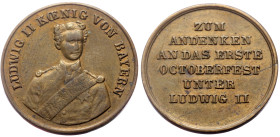 Germany, Bayern Ludwig II (1864-1886) commemorative copper token (Copper, 4.08g, 22mm)
Obv: LUDWIG II KOENIG VON BAYERN, Ludwig II bust facing
Rev: ZU...