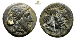 Greek Asia. Mysia, Adramyttium. A, 4th century BC. 
Obv. Laureate head of Zeus right. Rev. Forepart of Pegasus right. AE. 3,6 g. 15,8 mm.