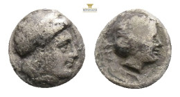 LESBOS, Mytilene (Circa 400-350 BC) AR diobol (10.7mm, 1.2 g)
Laureate head of Apollon right / Female head right, M-Y behind
SNG COP 367.