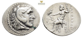 KINGS OF MACEDON. Alexander III 'the Great', 336-323 BC. Drachm….
Head of Heracles to right, wearing lion's skin headdress.
Rev. ΑΛΕΞΑΝΔΡΟΥ Zeus sea...