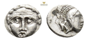 Greek, PISIDIA, Selge (Circa 4th century BC) AR obol (10,5 mm, 0.87 g.)
Obv: Head of gorgoneion facing with flowing hair.
Rev: Head of Athena right,...
