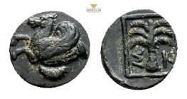 Troas. Skepsis 400-310 BC. Bronze Æ, 10,5 mm., 1,2 g.
Forepart of Pegasus left / ΣΚ, Fir tree within square.
SNG München 329; SNG Copenhagen 477....