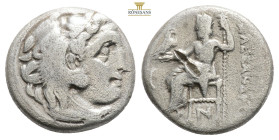 Greek KINGS OF MACEDON, Kolophon, Alexander III 'the Great' (Circa 336-323 BC) AR Drachm (16.1 mm, 4 g)
Obv: Head of Herakles right, wearing lion ski...