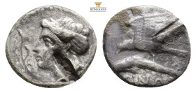 PAPHLAGONIA. Sinope. Circa 330-300 BC. Drachm (Silver, 20,7 mm, 5.8 g, ), Persic standard. Karpo, magistrate. Head of the nymph Sinope to left, her ha...