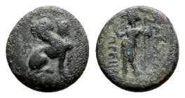 PAMPHYLIA, Perge (Circa 260-230 BC) AE Bronze (15,7 mm, 4,4 g. 17,7 mm.)
Obv: Sphinx seated right, wearing kalathos / ИANAΨAΣ / ΠPEIIAΣ.
Rev: Artemi...