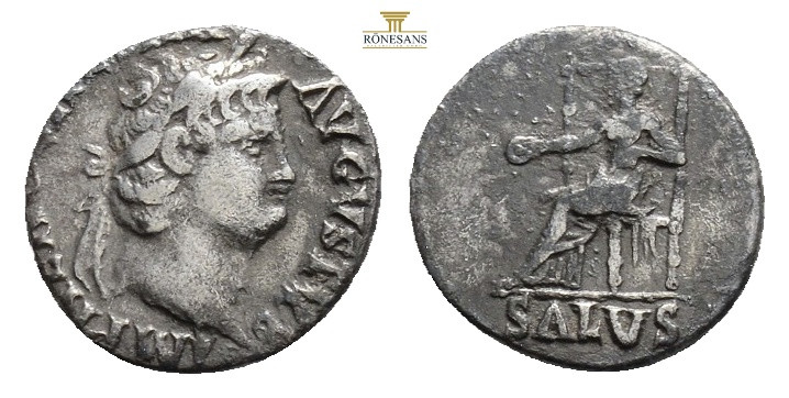 Nero AR Denarius. Rome, AD 64-68.3,26 g. 17,1 mm. IMP NERO CAESAR AVGVSTVS, laur...