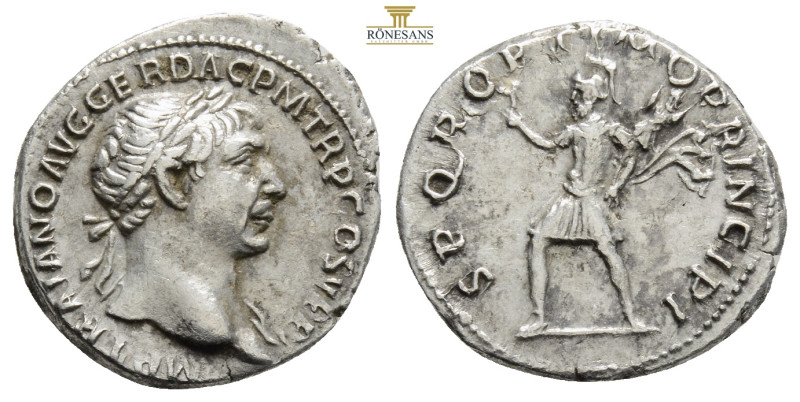 Trajan (AD 98-117). Silver denarius . AD 103-111. IMP TRAIANO AVG GER DAC P M TR...