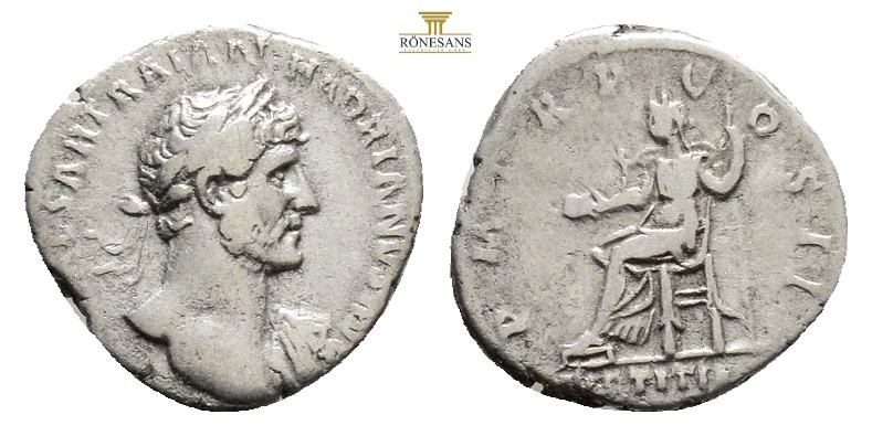 Hadrianus 117-138, AD. Denarius, Rome, 3.1 g. 18,6 mm.
Obv. CAESAR TRAIAN HADRI...