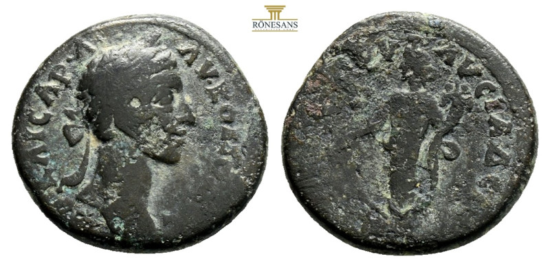 Roman Provincial Coins, AE, Bronze 2,5 g. 17 mm. 
Laureate head right / Tyche s...