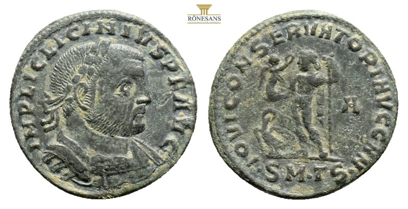 Licinius I Æ Follis. Thessalonica, AD 312. IMP C VAL LICINIVS PF AVG. Laureate h...