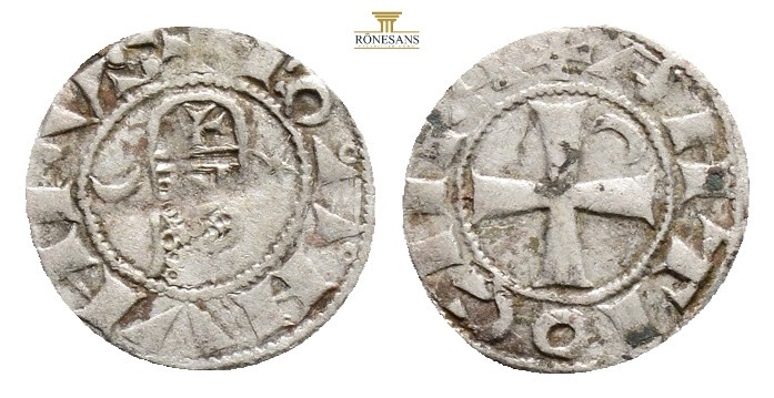 World Crusaders. Antioch. Bohémond III (1163-1201 AD), AR Denier (16,9 mm 0.83 g...