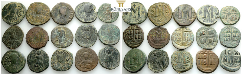 Ancient Bronze Byzantine Coins….15 Pieces…Sold As Seen.No Returns.