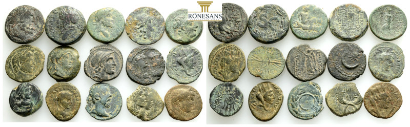 Ancient Bronze Greek Roma Coins….15 Pieces…Sold As Seen.No Returns.