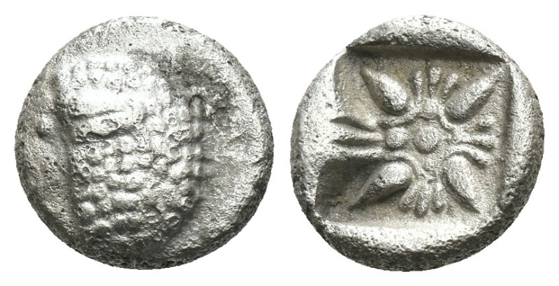 Ionia. Miletos. (6th Century BC) AR Diobol. Obv: head of lion left. Rev: star. W...