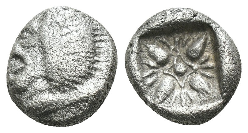 Ionia. Miletos. (6th Century BC) AR Diobol. Obv: head of lion left. Rev: star. W...