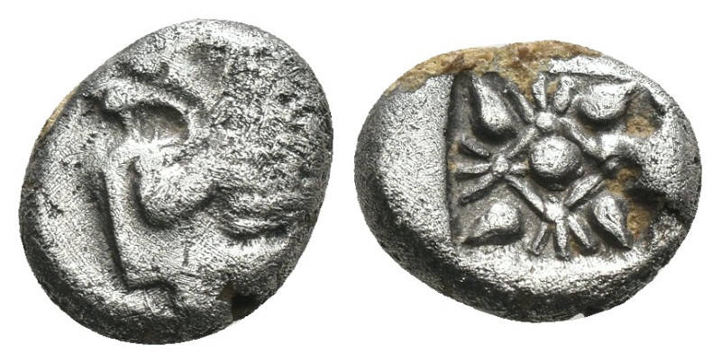 Ionia. Miletos. (6th Century BC) AR Diobol. Obv: head of lion left. Rev: star. W...