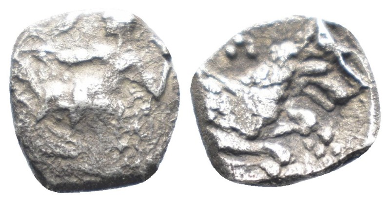 Lykaonia. Laranda. (324-323 BC) AR Obol. Obv: Baaltras seated left. Rev: forepar...