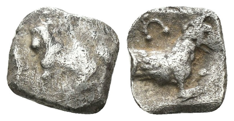 Lykaonia. Laranda. (324-323 BC) AR Obol. Obv: Baaltras seated left. Rev: forepar...