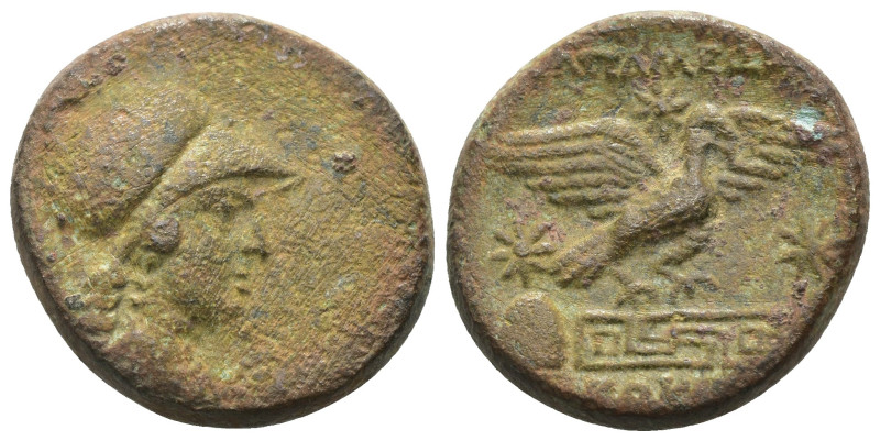 Phyrgia. Apameia. (88-40 BC) Æ Bronze. Obv: helmeted bust of Athena right. Rev: ...