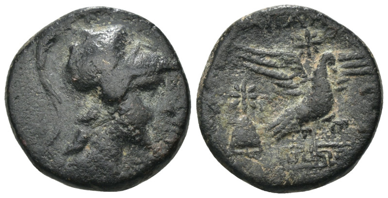 Phyrgia. Apameia. (88-40 BC) Æ Bronze. Obv: helmeted bust of Athena right. Rev: ...