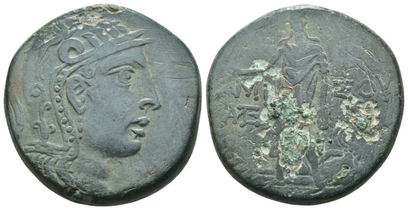 Pontos. Amisos. Mithradates VI. Eupator. (100-85 BC) Æ Bronze. Obv: head of Athe...