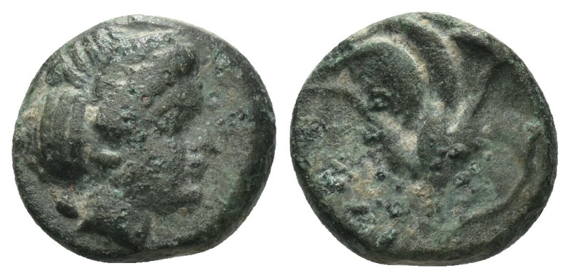 Rhodos. (400-350 BC) Bronze Æ. Obv: head of Nymphe right. Rev: rose. Weight 1.79...