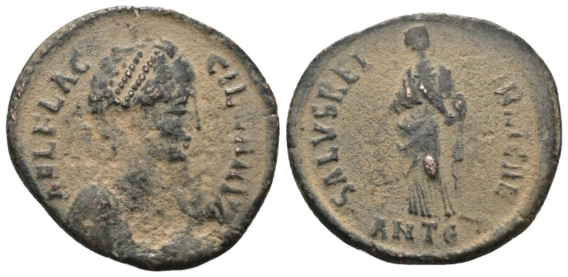 Aelia Flaccilla. ( 383-388 AD). Follis. Antioch. Obv: AEL FLACCILLA AVG. Pearl-d...