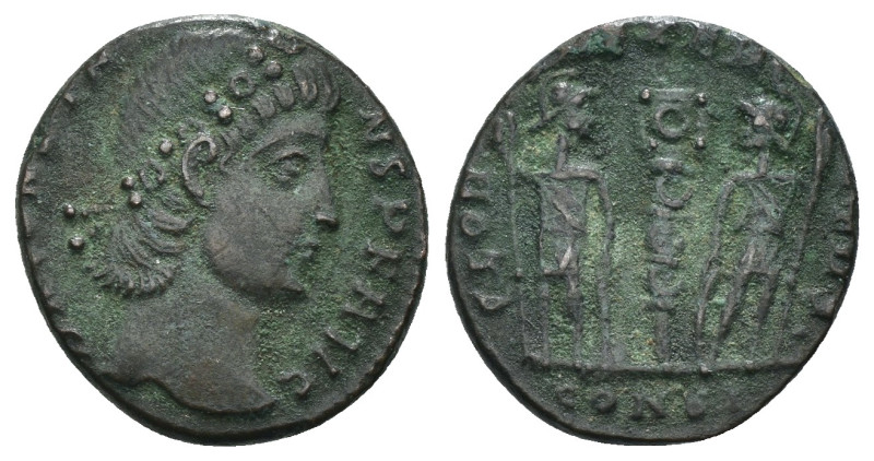 Constans. (346-349 AD). Æ Follis. Constantinople. Obv: CONSTANTIVS AVG. pearl-di...