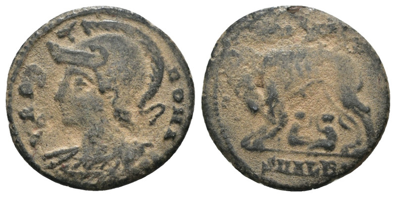 Constantinus I. (306-337 AD). Æ Follis. Alexandria. Obv: VRBS ROMA. helmeted bus...