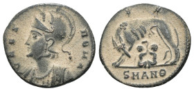 Constantinus I. (306-337 AD). Æ Follis. Antioch. Obv: VRBS ROMA. helmeted bust of Constantinus I. left. Rev: Romulus and Remus. Weight 1.49 gr - Diame...