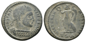 Constantinus I. (307-337 AD). Æ Follis. Antioch. Obv: CONSTANTINVS AVG. perl-diademed bust of Constantinus right. Rev: SECVRITAS REIPUBLICAE. Securita...