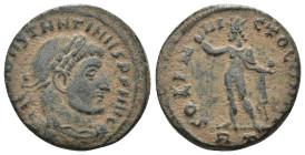 Constantinus I. (307-337 AD). Æ Follis. Antioch. Obv: CONSTANTINVS NOB C. diademed bust of Constantinus I. right. Rev: GLORIA EXERCITVS. two soldiers ...