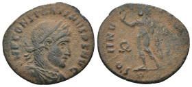 Constantinus I. (307-337 AD). Follis. Antioch. Obv: CONSTANTINVS AVG. laureate bust of Constantinus left. Rev: SOL INVICTO COMITI. Sol standing left h...