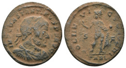 Constantinus I. (307-337 AD). Follis. Antioch. Obv: CONSTANTINVS AVG. laureate bust of Constantinus left. Rev: SOL INVICTO COMITI. Sol standing left h...