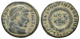 Constantinus I. (307-337 AD). Follis. Thessalonica. Obv: CONSTANTINVS AVG. laureate bust of Constantinus right. Rev: D N CONSTANTINI MAX AVG / VOT XX....