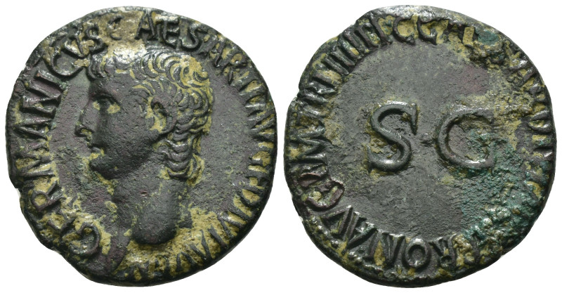 Germanicus. (40-41 AD) Æ As. Rome. Obv: GERMANICVS CAESAR TI AVGVST F DIVI AVG N...