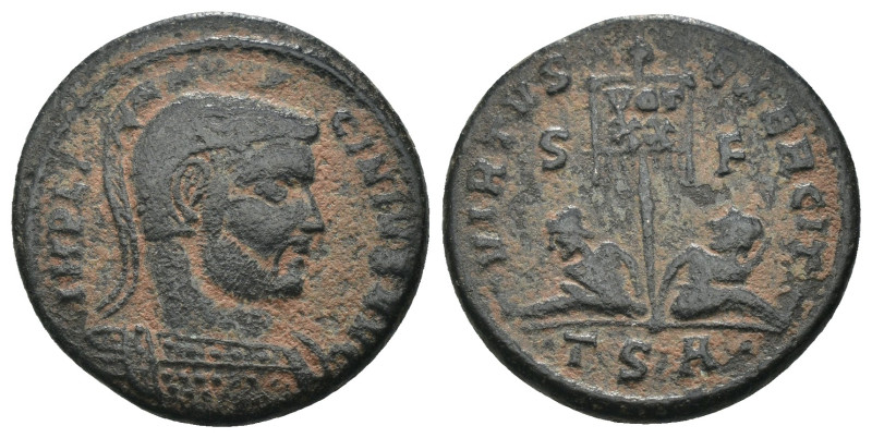 Licinius I. (307-337 AD). Follis. Obv: LICINIVS AVG. helmeted bust of Licinius h...