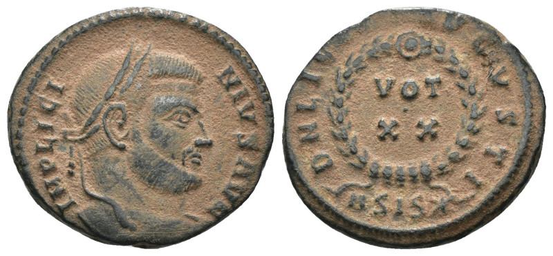 Licinius I. (307-337 AD). Follis. Siscia. Obv: IMP LICINIVS AVG. laureate bust o...